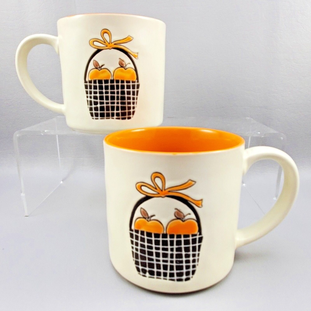 Set of 2 Fall Fruit Basket Coffee Mug Spectrum Designz Ceramic Autumn Halloween